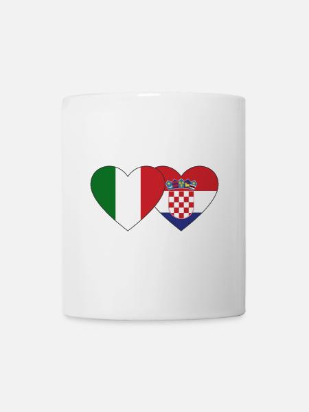 Italien Kroatien Flagge Herz - Tasse - Weiß