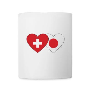 Switzerland Japan Flag Heart - Mug - white - Front