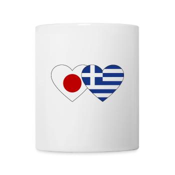 Japan Griechenland Flagge Herz - Tasse - Weiß - Vorne