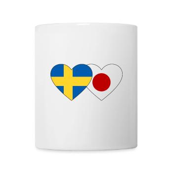 Schweden Japan Flagge Herz - Tasse - Weiß - Vorne