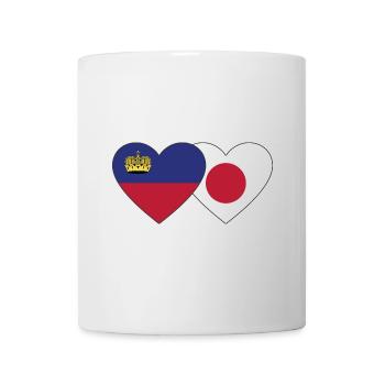 Liechtenstein Japan Flagge Herz - Tasse - Weiß - Vorne