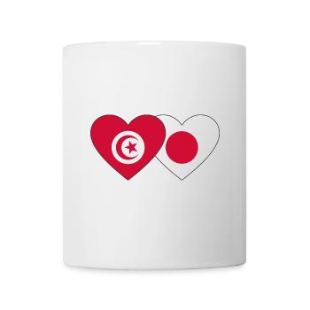 Tunesien Japan Flagge Herz - Tasse - Weiß - Vorne