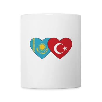 Kasachstan Türkei Flagge Herz - Tasse - Weiß - Vorne