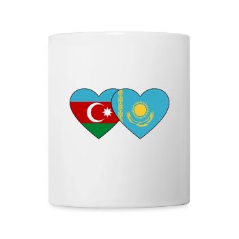 Aserbaidschan Kasachstan Flagge Herz - Tasse - Weiß - Vorne