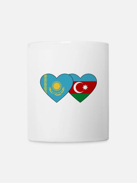 Kasachstan Aserbaidschan Flagge Herz - Tasse - Weiß