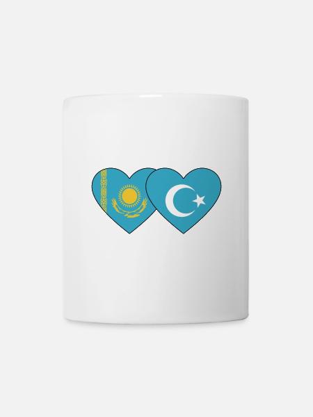 Kazakhstan Drapeau Ouïghour Cœur - Mug blanc - blanc