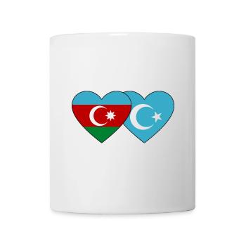 Azerbaïdjan Ouïghours Turkestan oriental Drapeau Cœur - Mug blanc - blanc - Devant