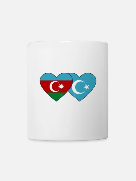 Azerbaïdjan Ouïghours Turkestan oriental Drapeau Cœur - Mug blanc - blanc