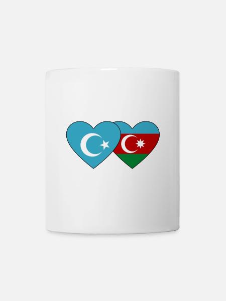 Ouïghours Turkestan oriental Azerbaïdjan Drapeau Cœur - Mug blanc - blanc