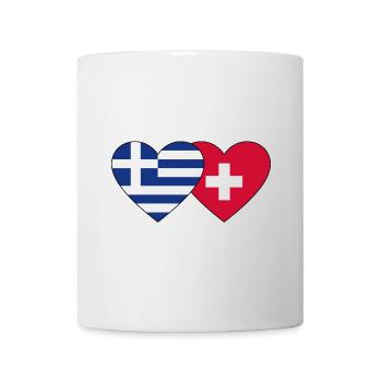 Griechenland Schweiz Flagge Herz - Tasse - Weiß - Vorne