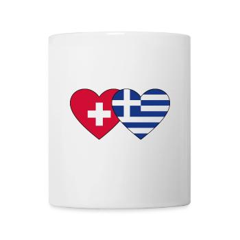 Schweiz Griechenland Flagge Herz - Tasse - Weiß - Vorne