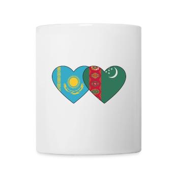 Kasachstan Turkmenistan Flagge Herz - Tasse - Weiß - Vorne