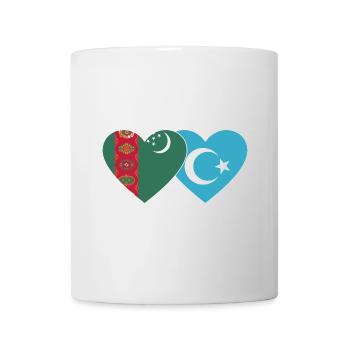 Turkmenistan Uiguren Flagge Herz - Tasse - Weiß - Vorne