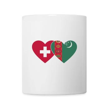 Schweiz Turkmenistan Flagge Herz - Tasse - Weiß - Vorne