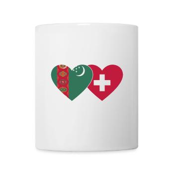 Turkmenistan Schweiz Flagge Herz - Tasse - Weiß - Vorne