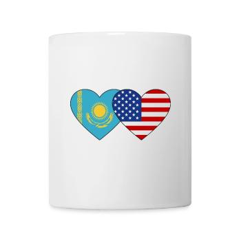 Kasachstan USA Flagge Herz - Tasse - Weiß - Vorne