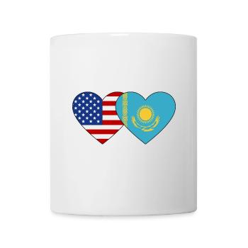 USA Kasachstan Flagge Herz - Tasse - Weiß - Vorne