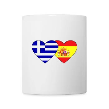 Griechenland Spanien Flagge Herz - Tasse - Weiß - Vorne