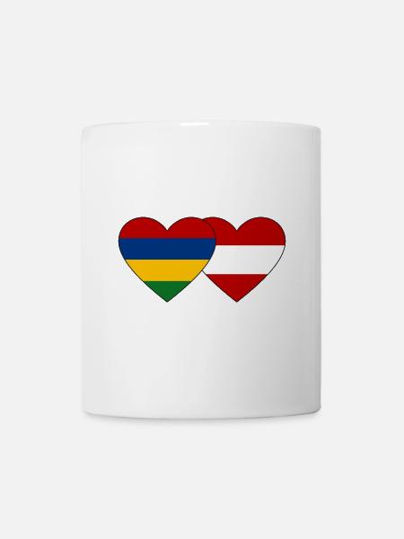 Mauritius Österreich Flagge Herz - Tasse - Weiß