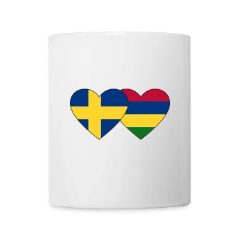 Schweden Mauritius Flagge Herz - Tasse - Weiß - Vorne