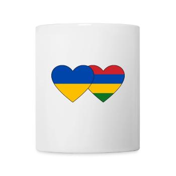 Ukraine Mauritius Flagge Herz - Tasse - Weiß - Vorne