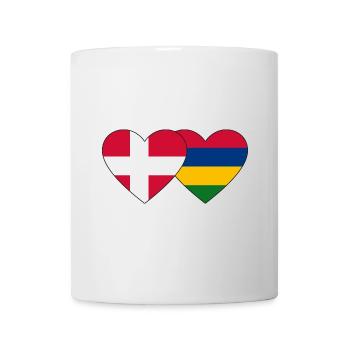 Denmark Mauritius Flag Heart - Mug - white - Front
