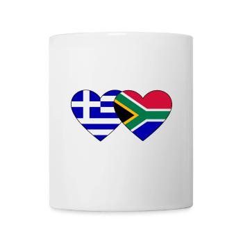 Griechenland Südafrika Flagge Herz - Tasse - Weiß - Vorne