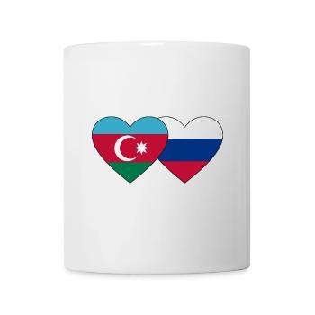 Azerbaijan Russia Flag Heart - Mug - white - Front