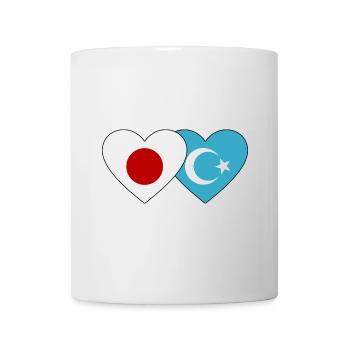 Cœur du drapeau ouïghour du Japon - Mug blanc - blanc - Devant