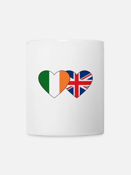 Ireland England Flag Heart - Mug - white