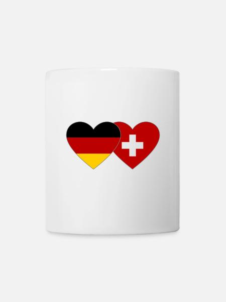 Deutschland Schweiz Herz Flagge - Tasse - Weiß