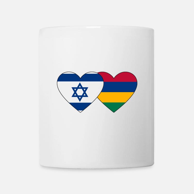 Israel Mauritius Flagge Herz - Tasse - Weiß