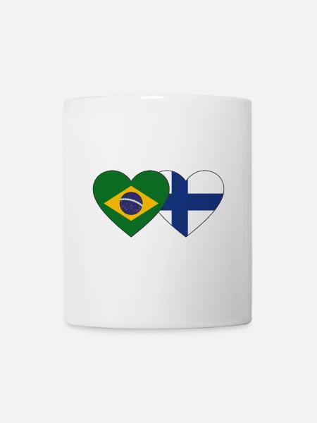 Brésil Finlande Flag Heart - Mug blanc - blanc