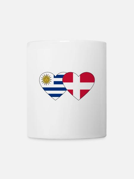 Uruguay Dänemark Herz Flagge - Kop/krus - hvid