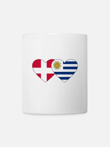 Dänemark Uruguay Herz Flagge - Tasse - Weiß