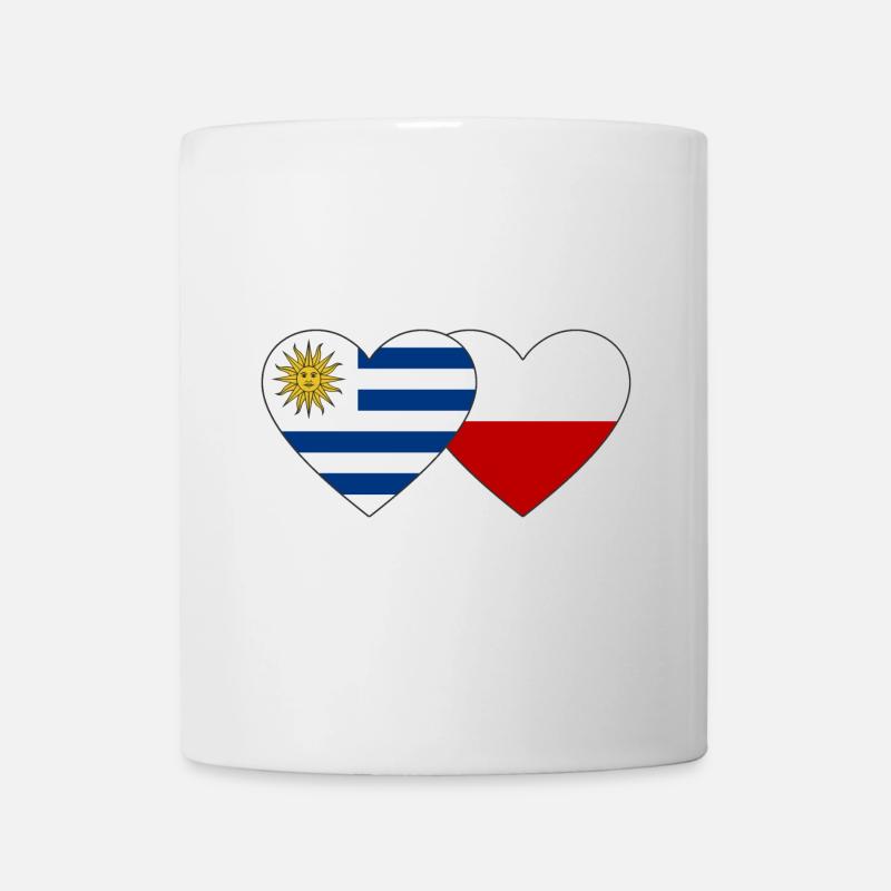 Uruguay Pologne Drapeau du cœur - Mug blanc - blanc