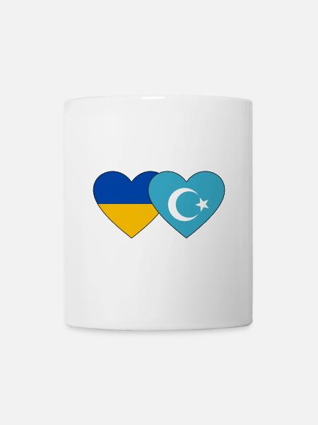 Drapeau du cœur des Ouïghours d’Ukraine - Mug blanc - blanc