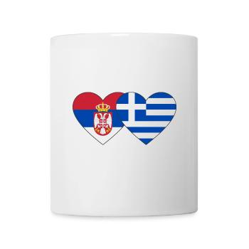 Serbien Griechenland Flagge Herz - Tasse - Weiß - Vorne