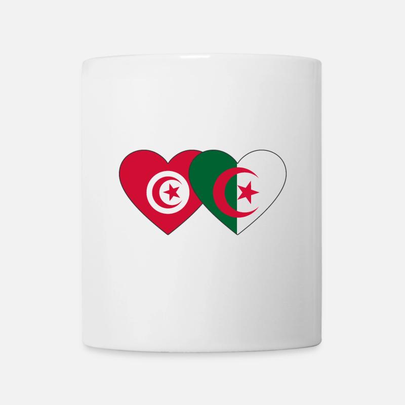 Tunisie Algérie Drapeau Coeur - Mug blanc - blanc
