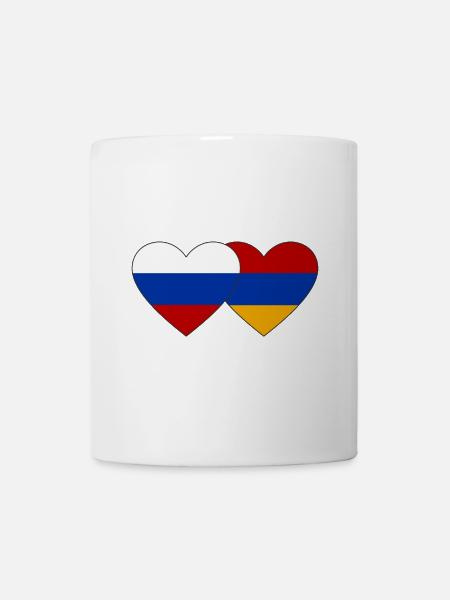 Russland Armenien Flagge Herz - Tasse - Weiß