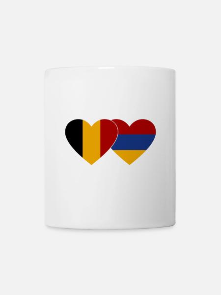 Belgique Arménie drapeau coeur - Mug blanc - blanc