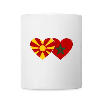 Makedonien Marokko Flagge Herz - Tasse - Weiß - Vorne