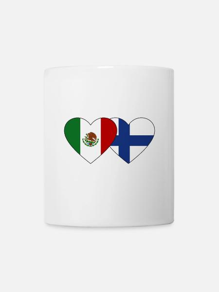 Mexiko Finnland Flagge Herz - Tasse - Weiß