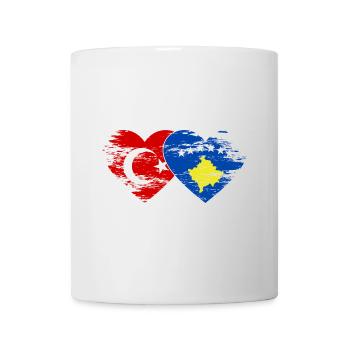 Turquie Drapeau du Kosovo coeur utilisé - Mug blanc - blanc - Devant