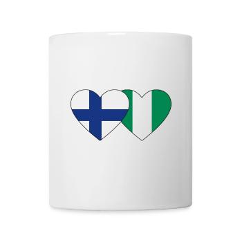 Finland Nigeria Flag Heart - Mug - white - Front