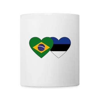 Brazil Estonia Flag Heart - Mug - white - Front