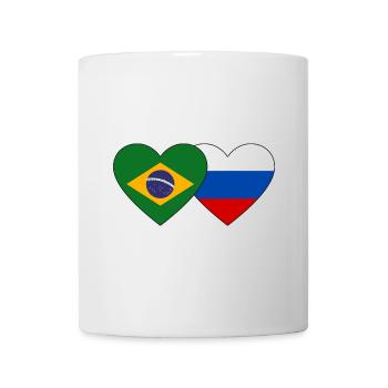 Brésil Russie Flag Coeur - Mug blanc - blanc - Devant