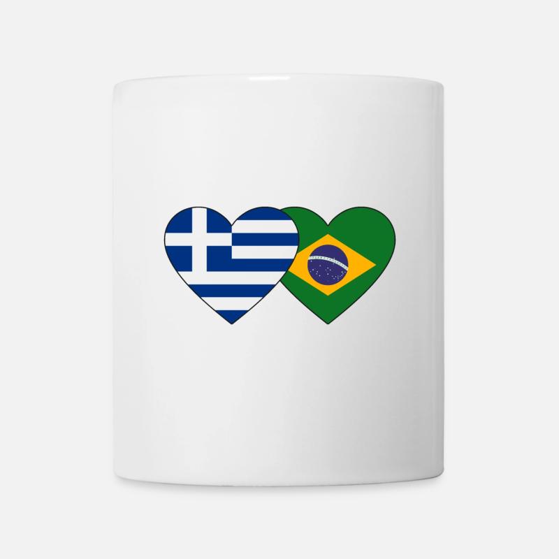Griechenland Brasilien Flagge Herz - Tasse - Weiß