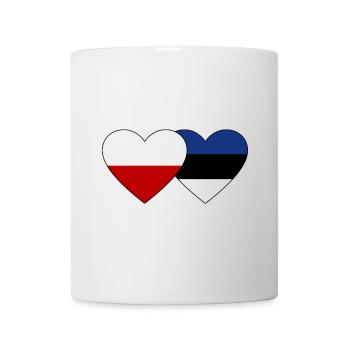 Poland Estonia flag heart - Mug - white - Front