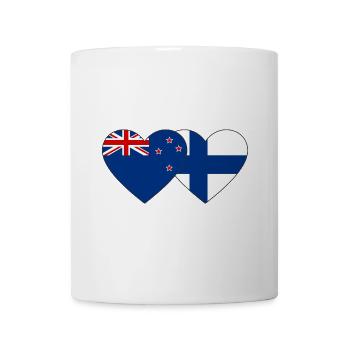 New Zealand Finland Flag Heart - Mug - white - Front